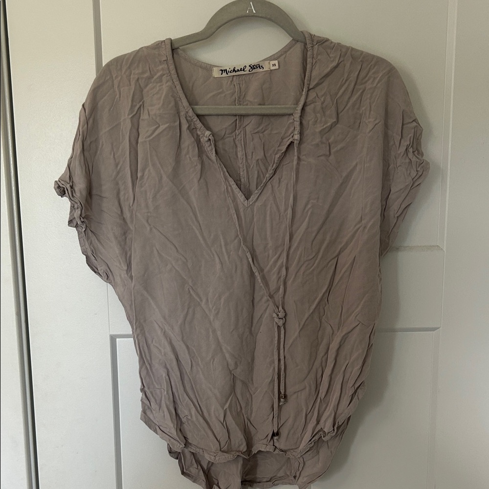 Michael Stars Women's Gray V-Neck Blouse